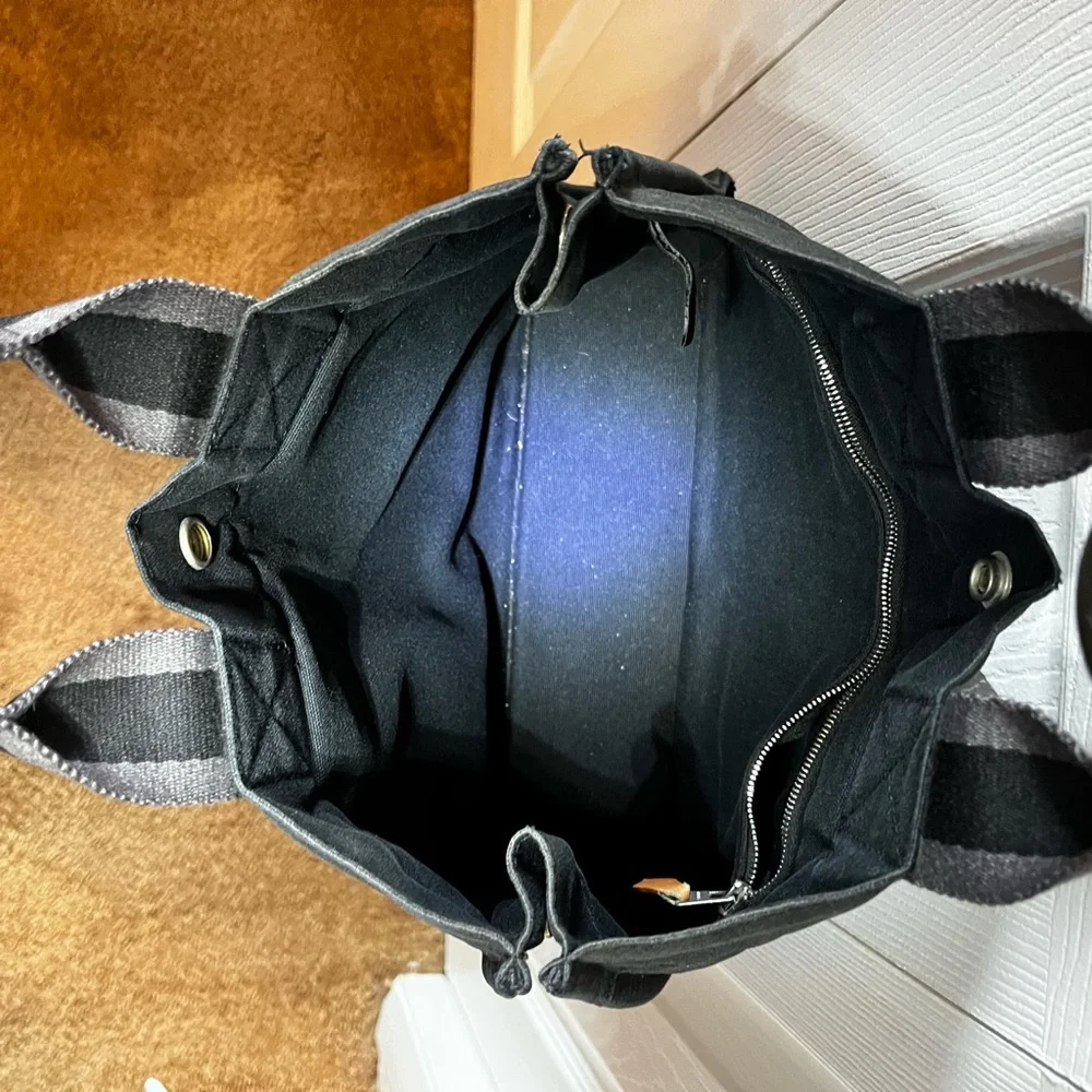 Black Hermes Canvas Tote Bag - Picture 5 of 16